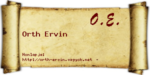 Orth Ervin névjegykártya